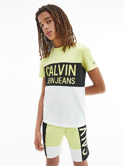 Calvin Klein Ruhák HU003105 | Calvin Klein Organic Cotton Colour Block Fiu Póló Sárga / Szürke